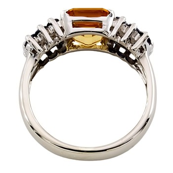 9ct white gold citrine/sapphire Band Ring size N